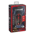 Redragon Myš CENTROPHORUS, 3200 DPI, optická, 6 tlačidiel, 1 koliesko, drôtová USB, čierno-červená