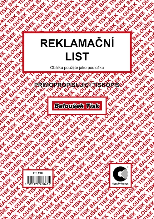 Hlavný obrázok produktu Reklamační list A5 PT190