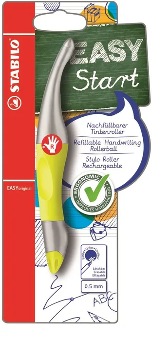 Hlavný obrázok produktu Roller "EasyOriginal Start", metalická/neon žlutá, 0,5 mm, pro praváka, STABILO