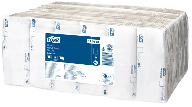 Hlavný obrázok produktu Ručníky, papírové, skládané, systém H3, TORK 120181 "Universal C", šedé [4608 ks]