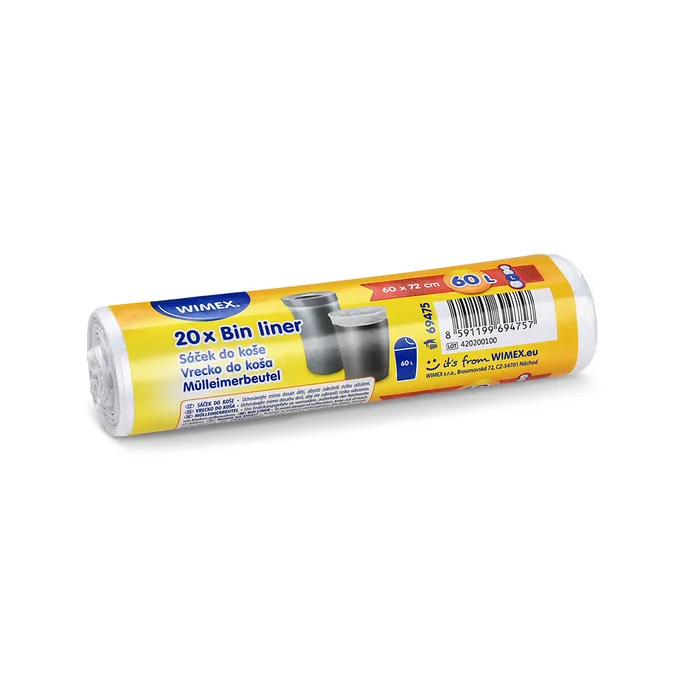 Hlavný obrázok produktu Sáček do koše (HDPE) bílý 60 x 72 cm 60L `L` [20 ks]