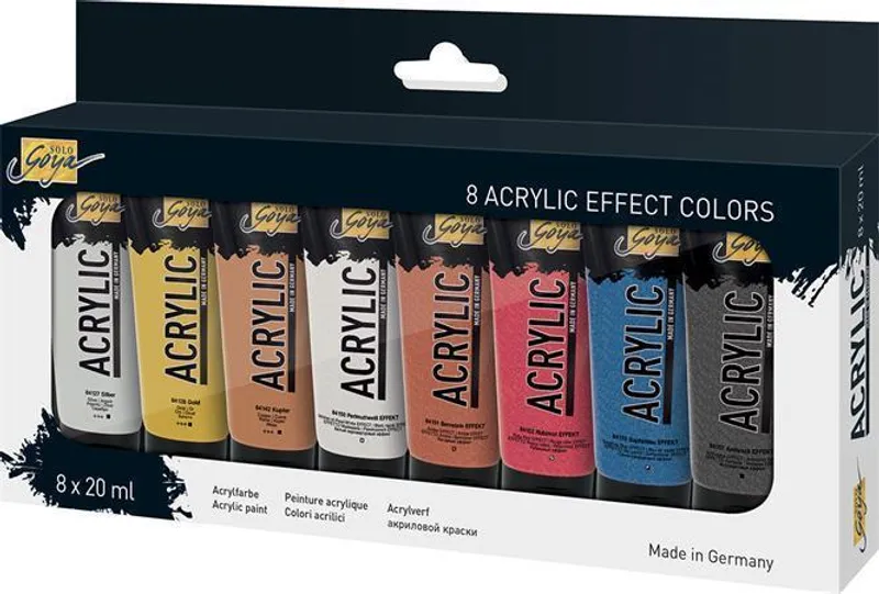 Hlavný obrázok produktu Sada Akrylová barva metalická "SOLO GOYA", 8 barev, 20 ml v tubě, KREUL