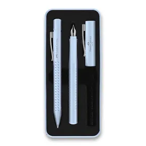 Sada Faber-Castell Grip Edition 2010 plniace pero a guľôčkové pero, svetlomodrá