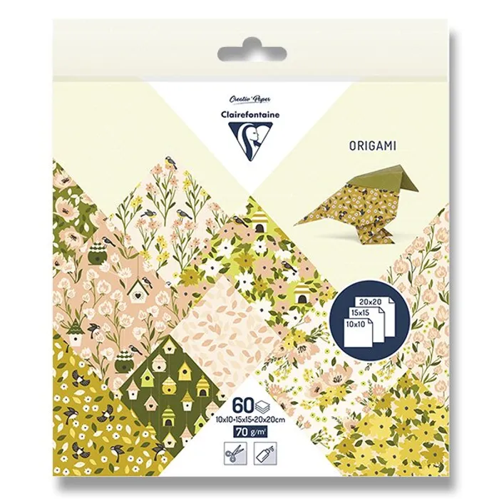 Hlavný obrázok produktu Sada papírů Clairefontaine Origami Spring, 60 listů,mix velikostí