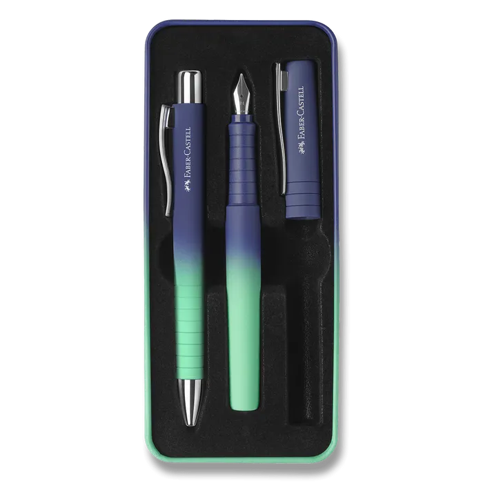 Hlavný obrázok produktu Sada plnicího a kuličkového pera Faber-Castell Poly Ball Flow Buzzing Blue