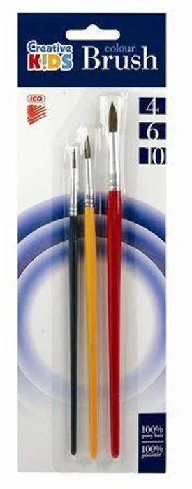 Hlavný obrázok produktu Sada štětců, 3ks, č. 4-6-10, dřevěné, ICO "Creative Kids"
