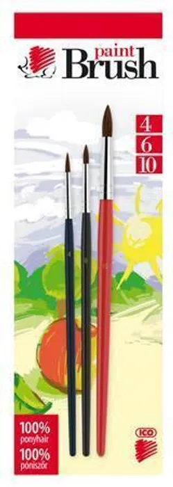 Hlavný obrázok produktu Sada štětců, 3ks, č. 4-6-10, dřevěné, ICO "Ježek" barevné