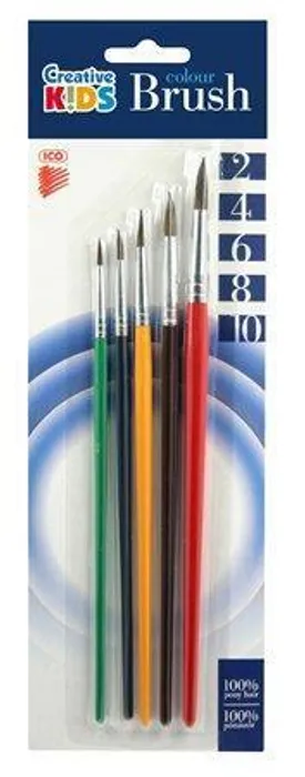 Hlavný obrázok produktu Sada štětců, 5ks, č. 2-4-6-8-10, dřevěné, ICO "Creative Kids"