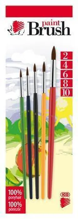 Hlavný obrázok produktu Sada štětců, 5ks, č. 2-4-6-8-10, dřevěné, ICO "Ježek" barevné