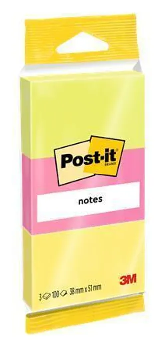 Hlavný obrázok produktu Samolepící bloček, 38x51 mm, 100 lístků, 3M POSTIT, nenové barvy