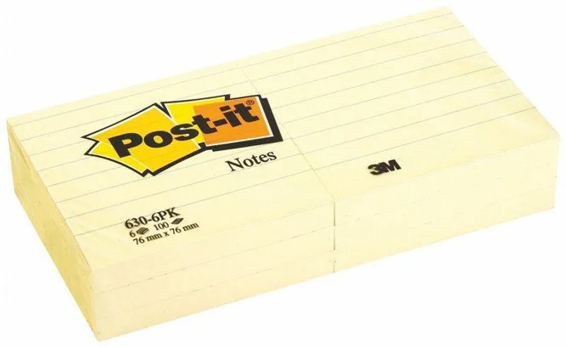 Hlavný obrázok produktu Samolepící bloček, 76x76 mm, 100 lístků, linkovaný, 3M POSTIT, žlutý