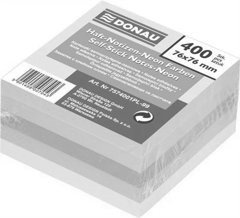 Hlavný obrázok produktu Samolepicí bloček, 76x76 mm, 5x80 lístků, DONAU, neonové barvy