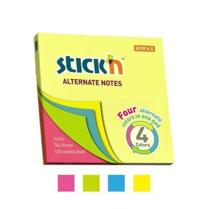 Hlavný obrázok produktu Samolepicí bloček Hopax Stick’n Alternate Neon Notes 76 x 76 mm, 100 listů