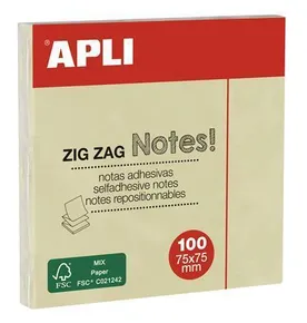 Samolepiaci bloček Z, 75x75 mm, 100 lístkov, APLI, žltý