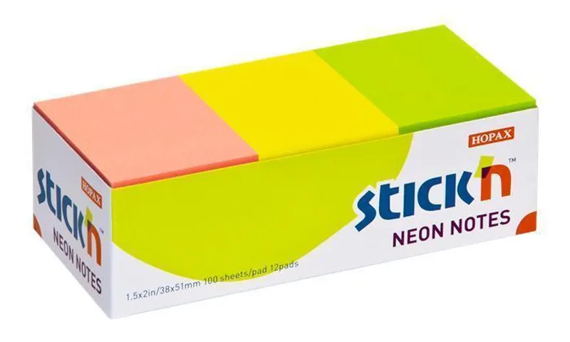 Hlavný obrázok produktu Samolepicí bločky Hopax Stick’n Notes 38 x 51 mm, neonové