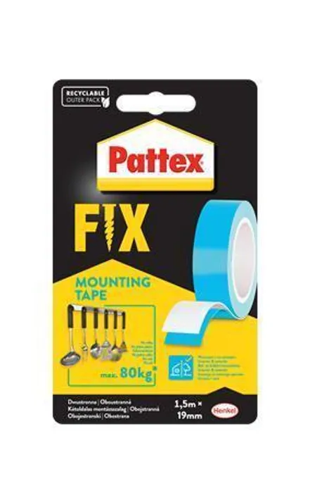 Hlavný obrázok produktu Samolepicí páska "Pattex Fix 80 kg", modrá, oboustranná, 19 mm x 1,5 m, HENKEL