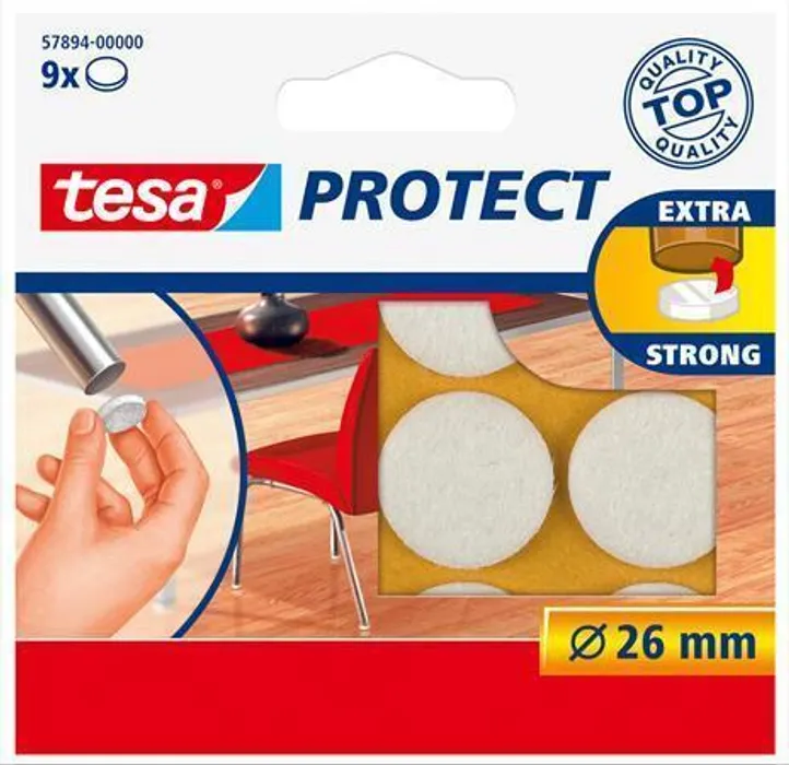 Hlavný obrázok produktu Samolepicí podložky "Protect® 57894", bílá, plsť, 26 mm, TESA