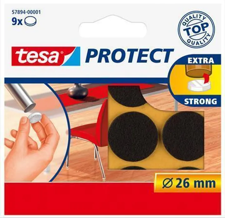 Hlavný obrázok produktu Samolepicí podložky "Protect® 57894", hnědá, plsť, 26 mm, TESA
