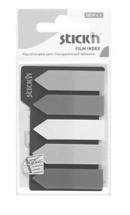 Hlavný obrázok produktu Samolepicí proužky Hopax Stick’n Clearnote šipky, 45 x 12 mm, 5 × 25 listů