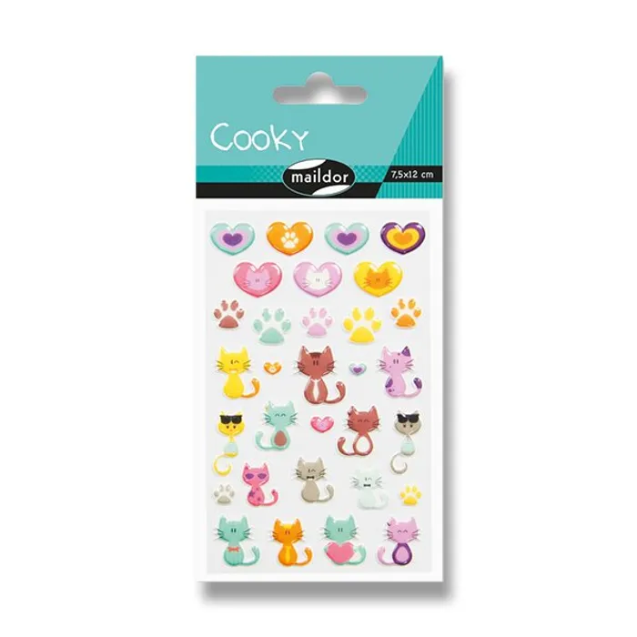 Hlavný obrázok produktu Samolepky Maildor 3D Cooky Kočky a srdce