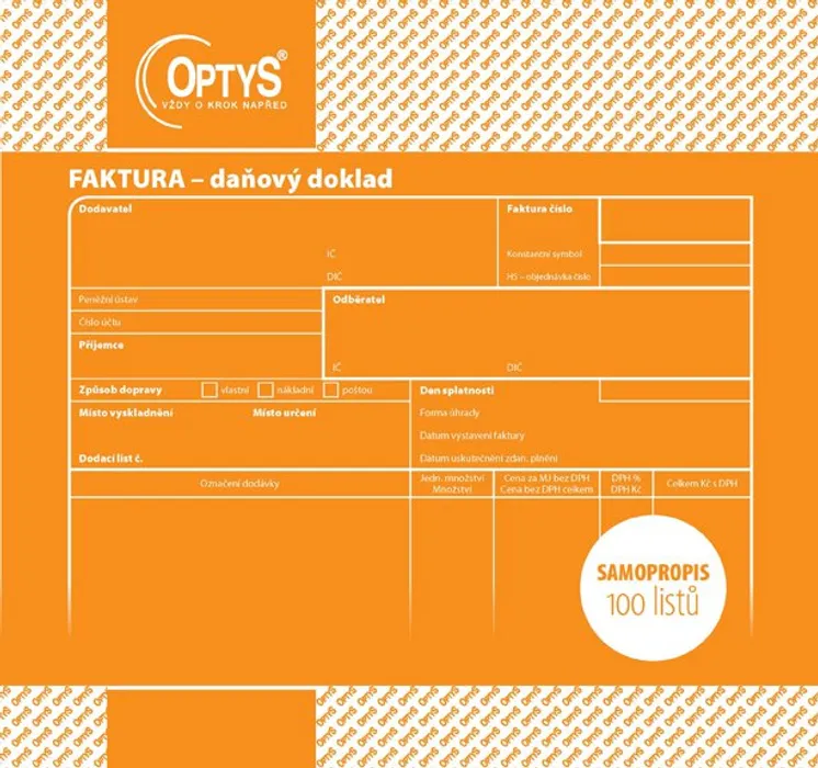 Hlavný obrázok produktu Samopropisovací faktura, 21 x 20 cm, 100 listů 1074