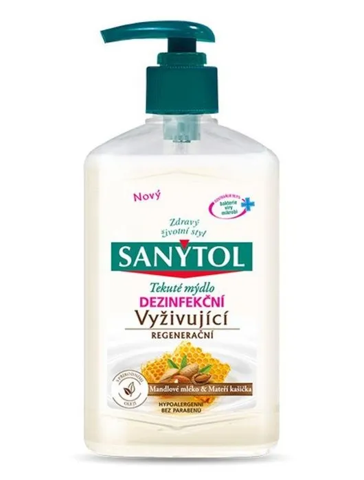 Hlavný obrázok produktu Sanytol regenerační antibakteriální mýdlo 250ml Mandlové mléko & Mateří kašička