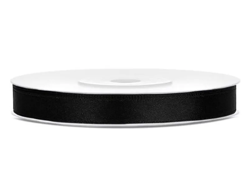 Hlavný obrázok produktu Saténová stuha, černá, 6 mm x 25 m