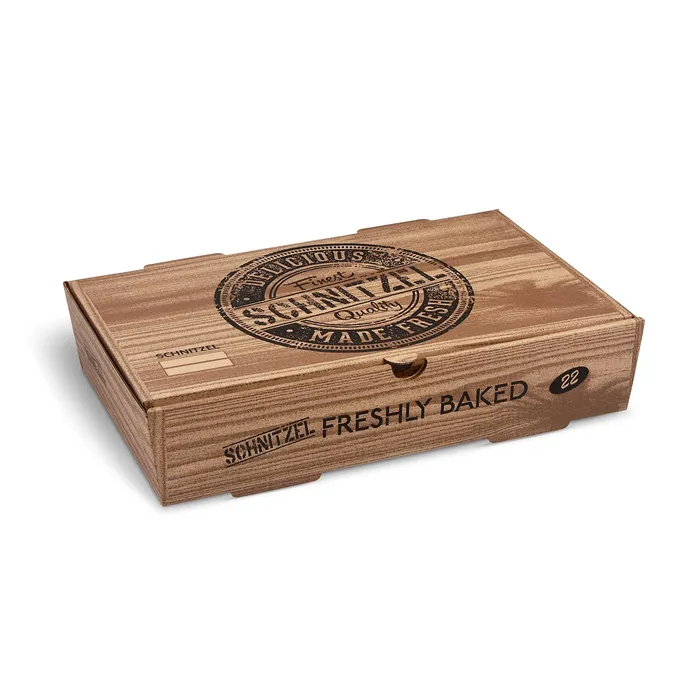 Hlavný obrázok produktu Schnitzel box (mikrovlnitá lepenka) kraft s potiskem 280 x 170 x 60 mm [100 ks]