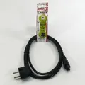 Ďalší obrázok produktu Sieťový kábel 230V napájací, CEE7 (vidlica)-C5, 2m, VDE approved, čierny, Logo, koncovka v tvare trojlístka
