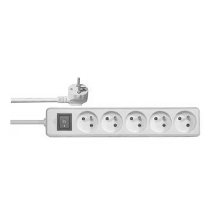 Hlavný obrázok produktu Síťový kabel 230V prodlužovací, CEE7 (vidlice)-zásuvka 5x, 5m, VDE approved, bílá, s vypí