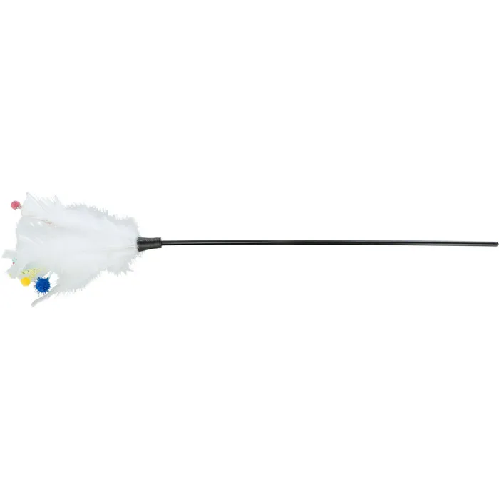Hlavný obrázok produktu Škádlítko s peřím a provázky ukončené kuličkami, 41cm