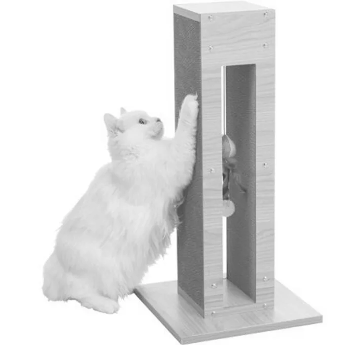 Hlavný obrázok produktu Škrábací sloupek vzhled dřeva, s hračkou, MDF/karton/juta, 62cm