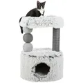Ďalší obrázok produktu Škrabadlo HARVEY, kukaň, 2 stĺpiky, odpočívadlo 73cm, dlhovlasý plyš, sivá