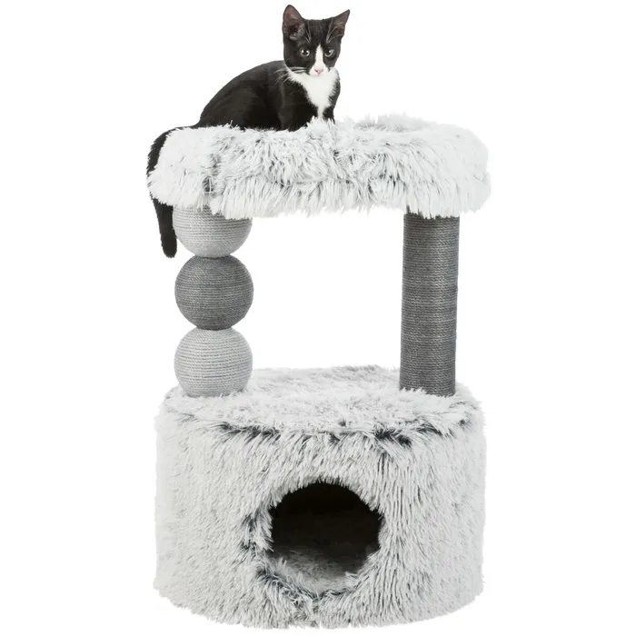 Hlavný obrázok produktu Škrábadlo HARVEY, kukaň, 2 sloupky, odpočívadlo 73cm, dlouhovlasý plyš, šedá