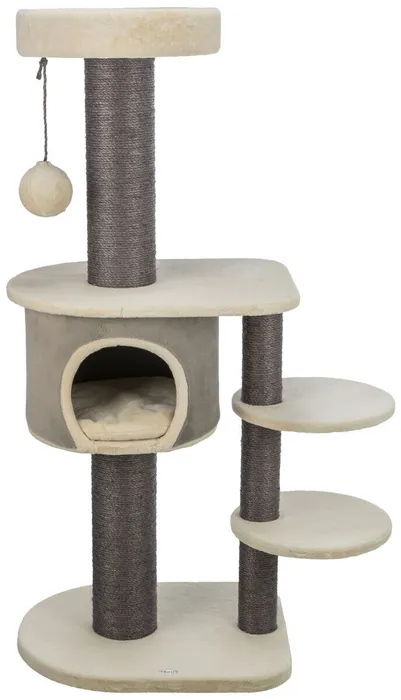 Hlavný obrázok produktu Škrabadlo MARCELLO, 140 cm, 4 podesty, kukaň, míč, krémová/šedá
