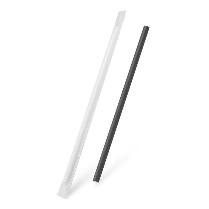 Hlavný obrázok produktu Slámka papírová černá `JUMBO` průměr 8mm x 25cm jednotlivě balená [100 ks]