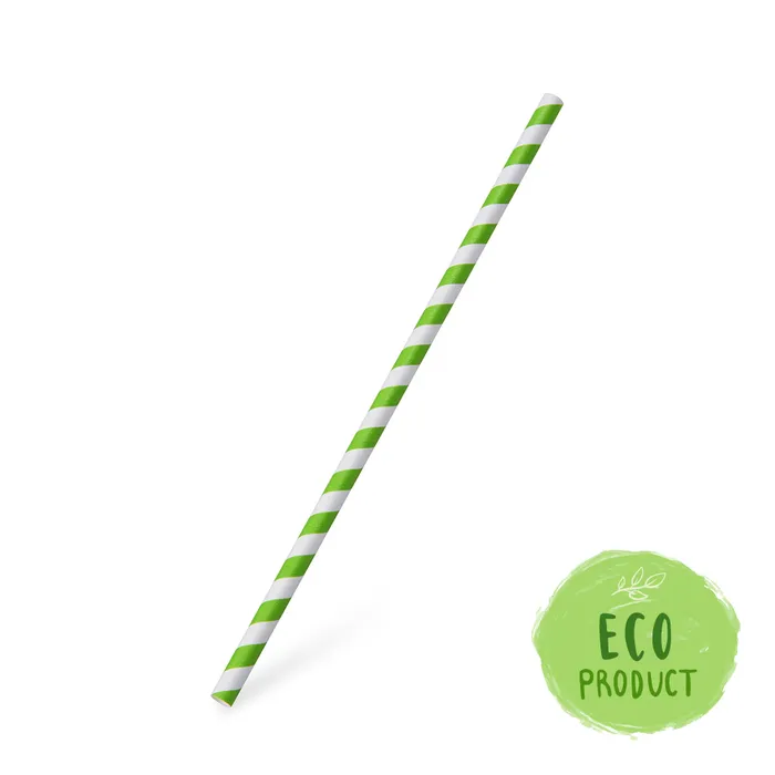 Hlavný obrázok produktu Slámka papírová JUMBO zelená spirála 25 cm, průměr 8 mm [100 ks]