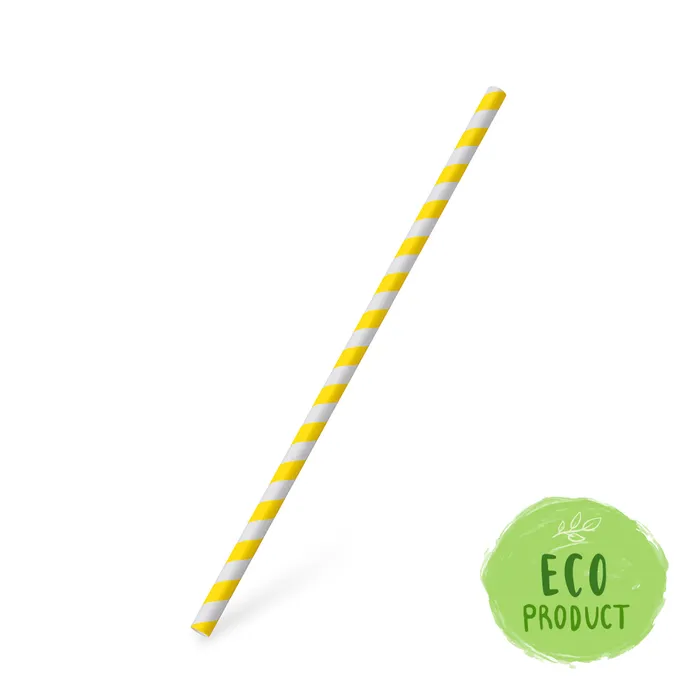 Hlavný obrázok produktu Slámka papírová JUMBO žlutá spirála 25 cm, průměr 8 mm [100 ks]