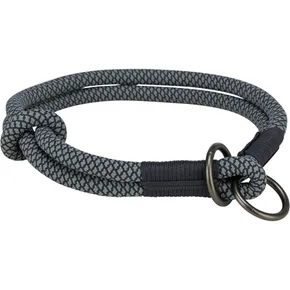 Mäkký okrúhly polostahovací obojok, čierna/šedá XS: 25 cm/ 6 mm NOVÝ