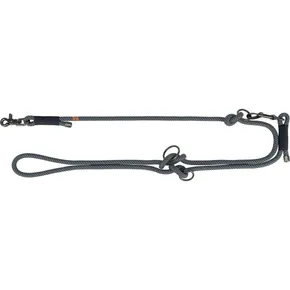Mäkké predlžovacie vodítko Soft Rope, okrúhle tkané, čierna/šedá, L-XL: 2,00 m/ 13 mm NOVÝ