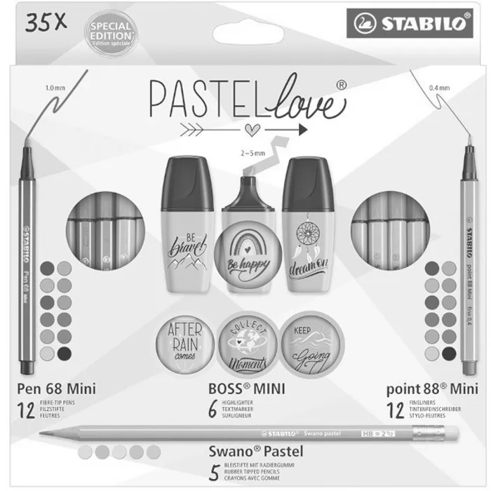 Hlavný obrázok produktu Souprava STABILO Pastellove 35 ks sada - linery, fixy, zvýrazňovače a grafitové tužky