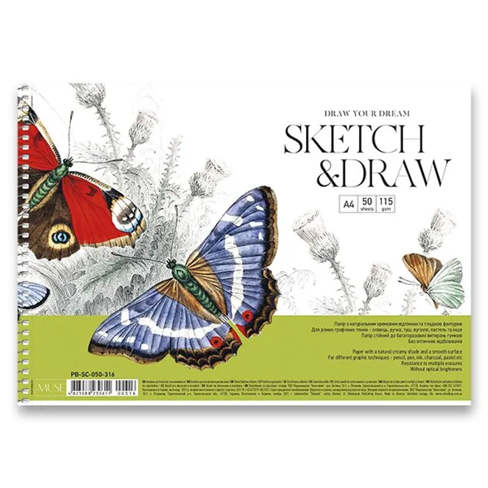 Hlavný obrázok produktu Spirálový náčrtník Shkolyaryk Muse Sketch&Draw A4, 50 listů