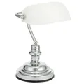 Stolná lampa "Banker", biela, 60 W