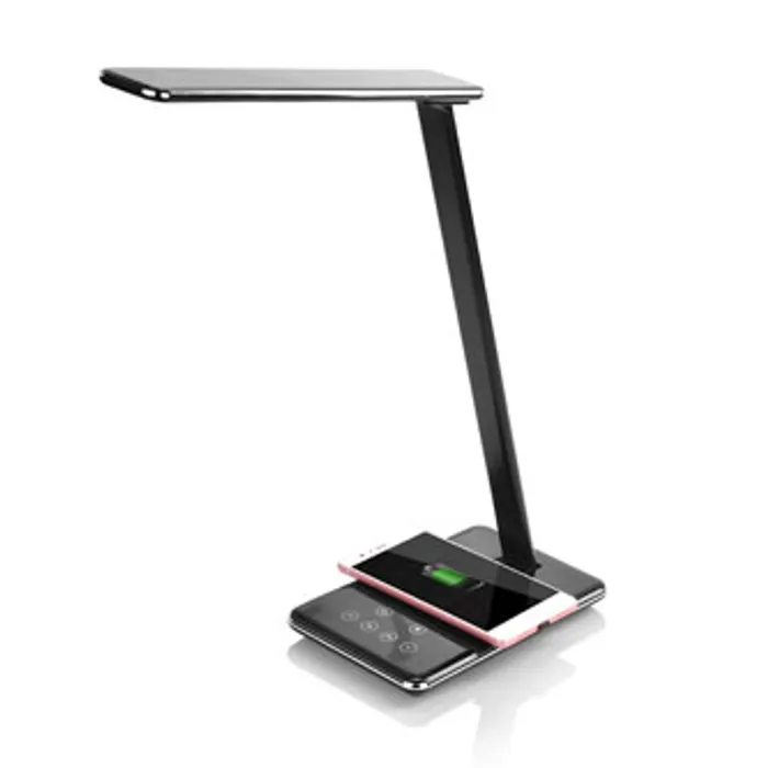 Hlavný obrázok produktu Stolní LED lampa s bezdrátovým nabíjením, stmívatelná, černá, 5V/9V, micro USB, USB výstu