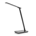 Stolná LED lampa s bezdrôtovým nabíjaním, stmievateľná, čierna, 5V/9V, micro USB, USB výstu