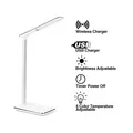 Stolná LED lampa s bezdrôtovým nabíjaním, stmievateľná, čierna, 5V/9V, micro USB, USB výstu