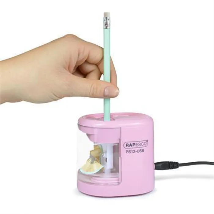 Hlavný obrázok produktu Stolní ořezávátko "PS12-USB", růžová, 2 otvory, baterie/USB, RAPESCO