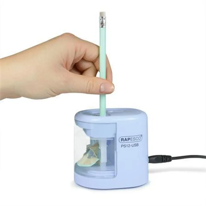 Hlavný obrázok produktu Stolní ořezávátko "PS12-USB", světle modrá, 2 otvory, baterie/USB, RAPESCO