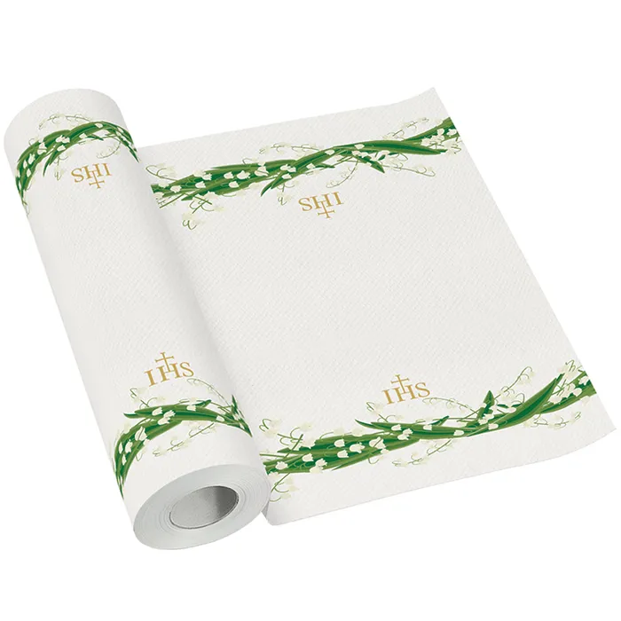 Hlavný obrázok produktu Středový pás PAW AIRLAID 40 cm x 24 m White flowers