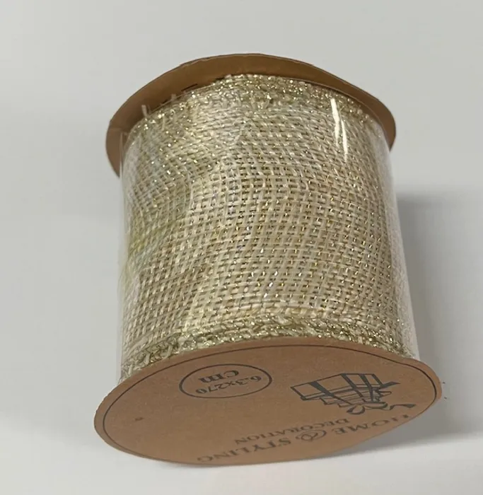 Hlavný obrázok produktu Stuha dekorační, šířka 63 mm - zlatá [1 ks]